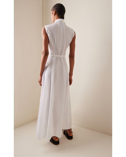 Gabriela Hearst White Durand Linen Maxi Shirt Dress