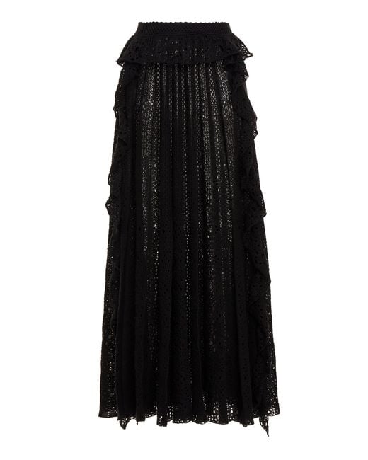 Chloé Black Knit Lace Linen-blend Maxi Skirt