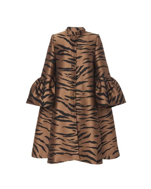 Carolina Herrera Brown Tiger Jacquard Coat