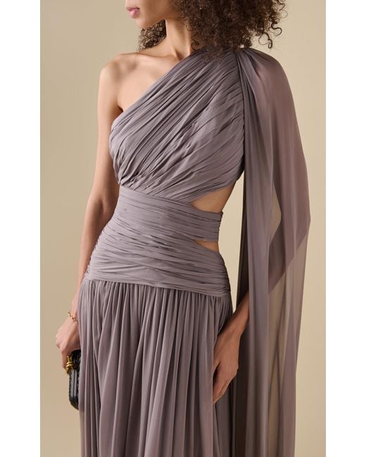 Zuhair Murad Purple Cut-Out Draped Silk Gown