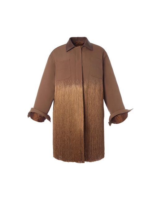 Monse Brown Barn Fringed Satin Jacket