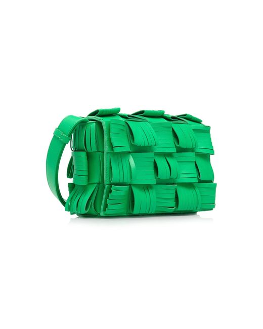 Bottega Veneta Green The Cassette Fringed Leather Bag