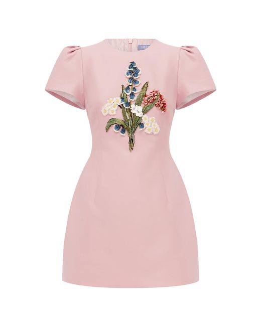 LEO LIN Pink Carina Embellished Mini Dress