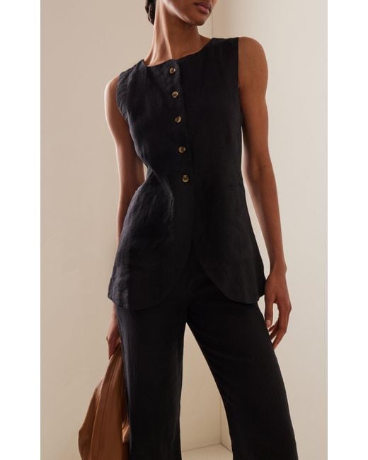 Posse Black Emma Linen-blend Vest