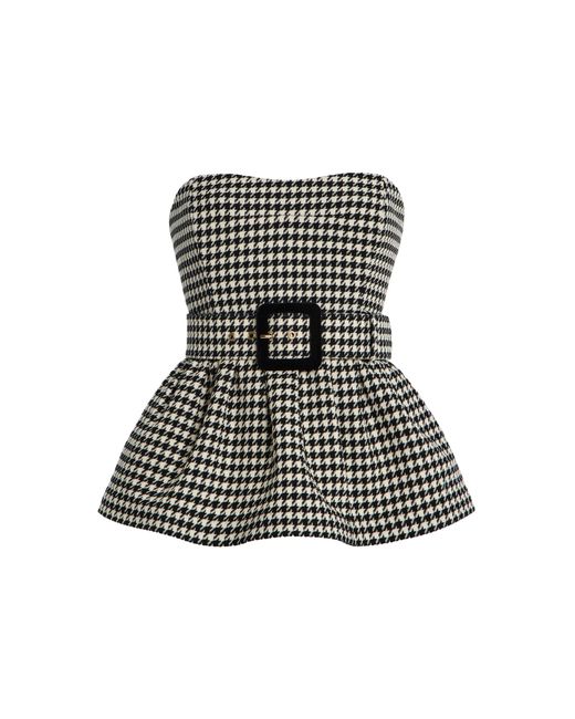 Cara Cara Black Tilda Houndstooth Wool-Blend Top