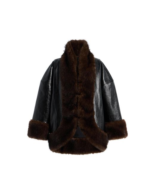 Apparis Black Carrie Faux Croc Coat