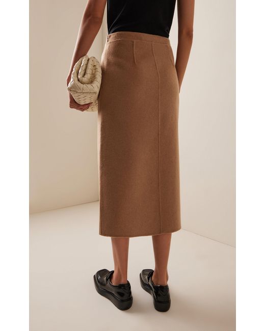 Proenza Schouler Brown Adrian Brushed Wool Midi Skirt