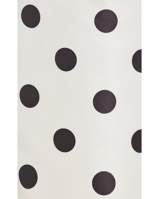 Monique Lhuillier White One-shoulder Polka-dot Faille Midi Dress