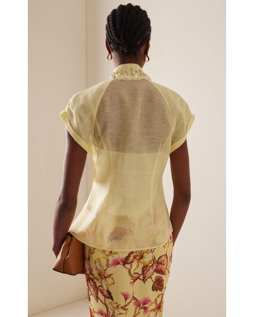 Zimmermann Yellow Matchmaker Diamante Linen-silk Blouse for men