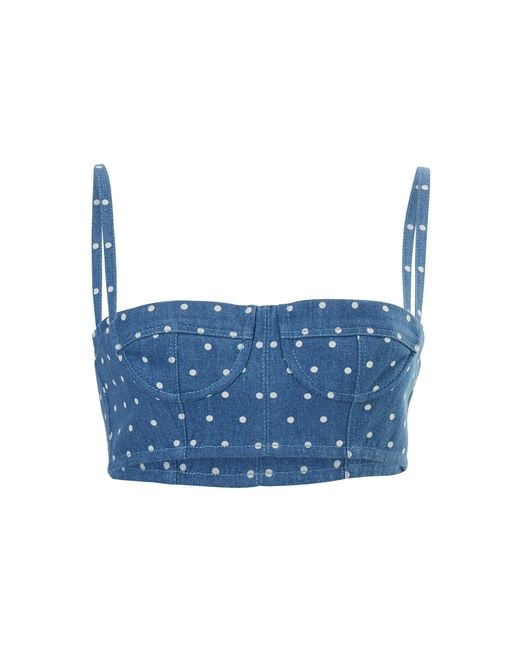 Carolina Herrera Blue Denim Bustier Crop Top