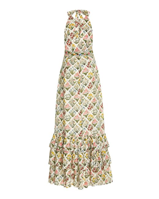 Agua by Agua Bendita Magnolia Printed Linen Maxi Halter Dress | Lyst Canada