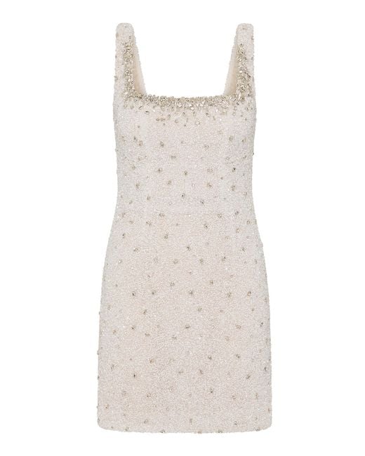 Rachel Gilbert Natural Kaity Embellished Tulle Mini Dress