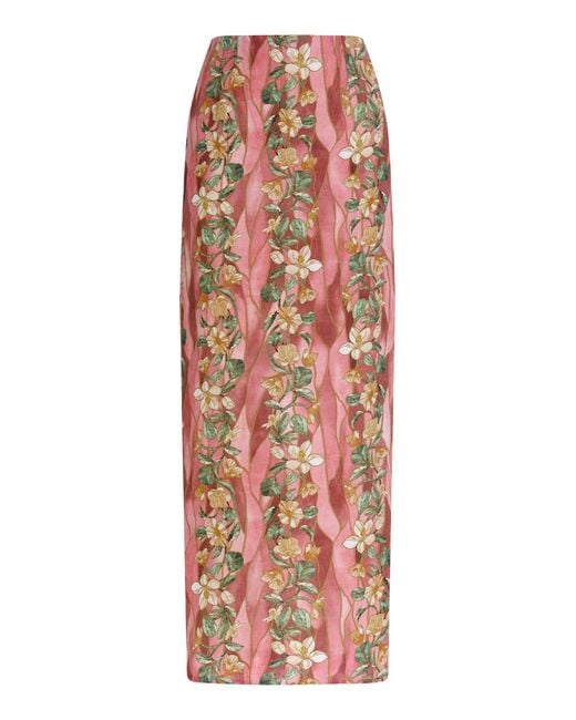 Agua Bendita Multicolor Lirica Castillo Linen Maxi Skirt