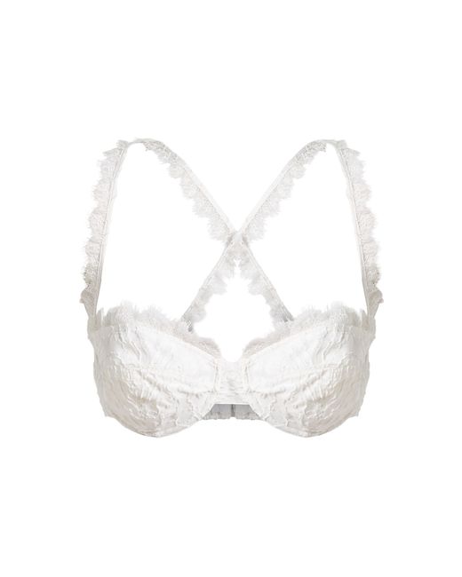 Etro White Lace Cotton-Silk Bra
