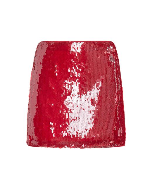 Staud Red Vedette Sequined Mini Skirt