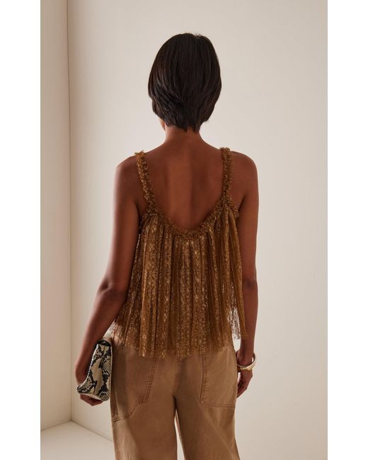 Ulla Johnson Brown Romy Pleated Sheer Top