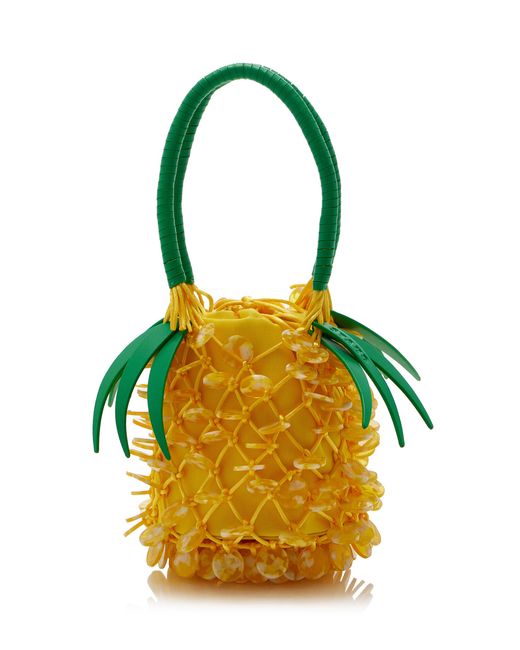 Staud Yellow Pietro Beaded Pineapple Bag