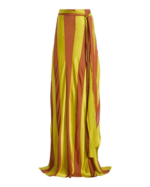 Zankov Yellow Evy Silk Maxi Skirt