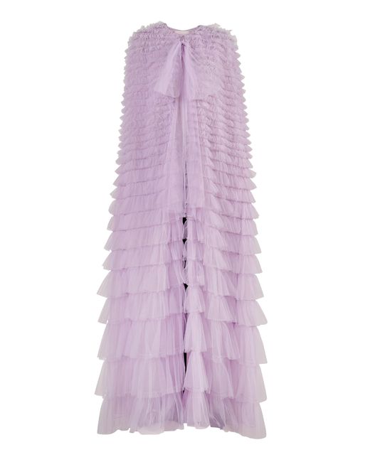 Carolina Herrera Purple Tiered Nylon Tulle Cape