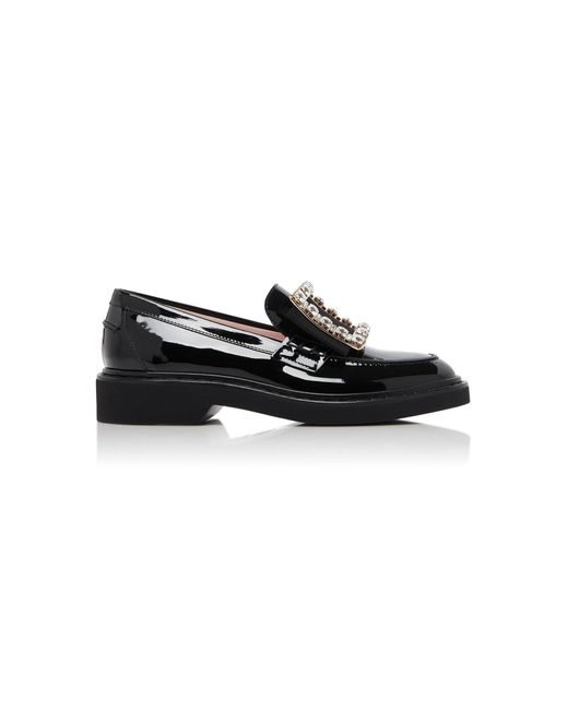 Roger Vivier Black Viv Rangers Buckle Patent Loafers