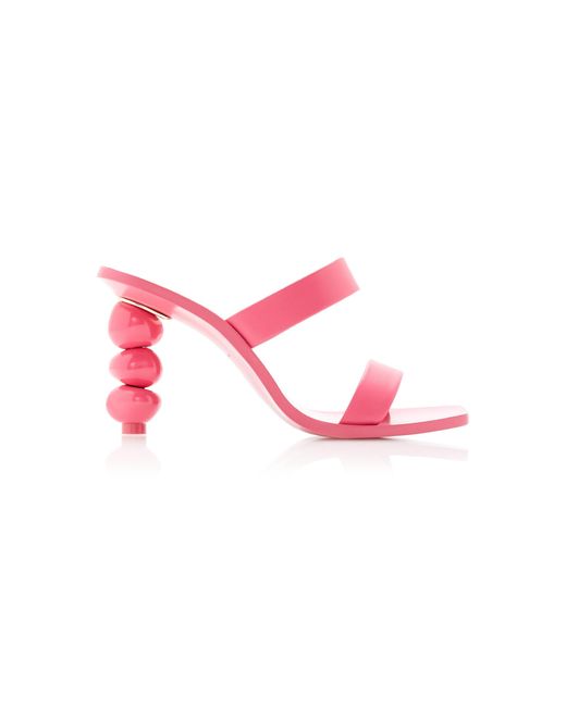 Cult Gaia Pink Meta Stone-stacked Leather Sandals