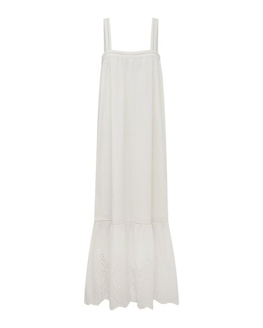 Posse White Louisa Tie-detailed Broderie Anglaise Cotton Maxi Dress