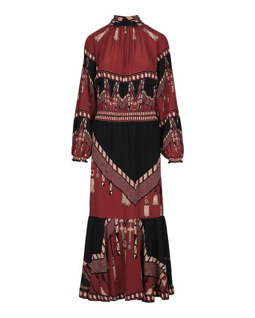 Johanna Ortiz Red Lo Sublime Printed Silk Maxi Dress