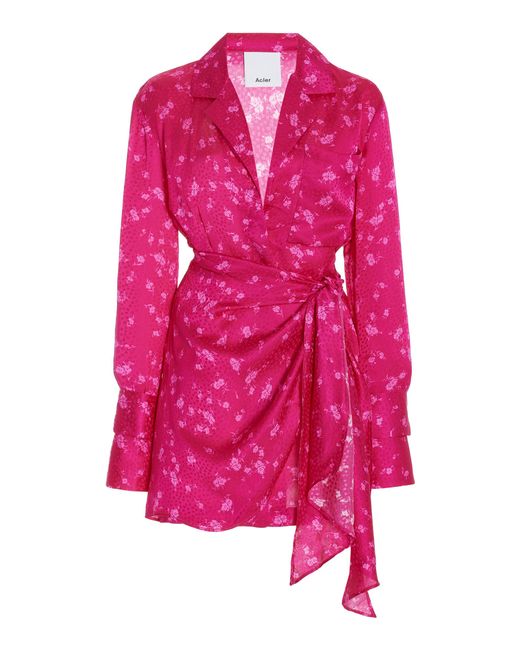 Acler Pink Evanston Floral Jacquard Mini Shirt Dress