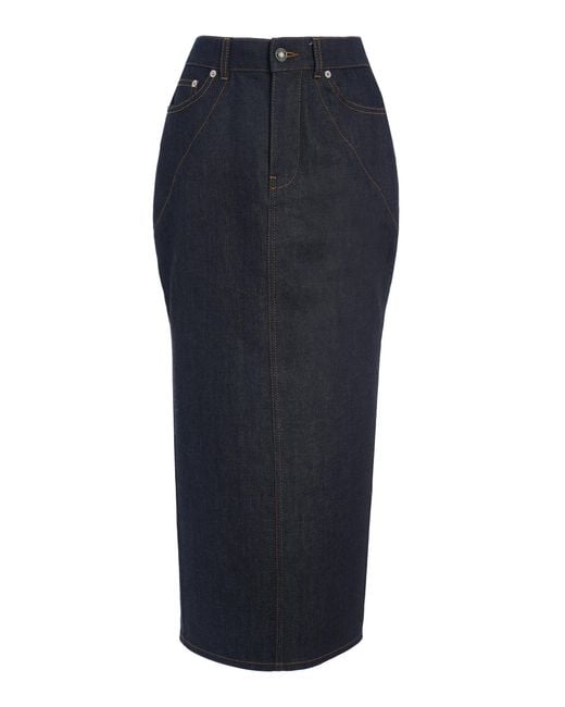 Givenchy Blue Tailored Denim Midi Skirt