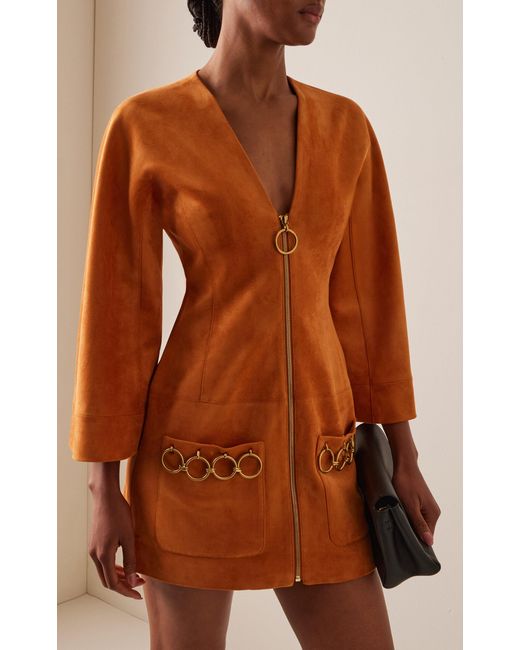 Alexis Orange Anesa Faux Suede Mini Dress