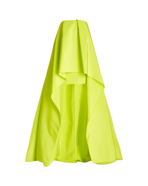 Carolina Herrera Green Strapless Silk High-low Gown