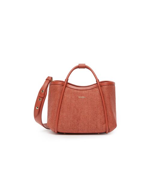 Max Mara Orange Raffia-Effect Cotton-Blend Basketweave Marine Mini Bag