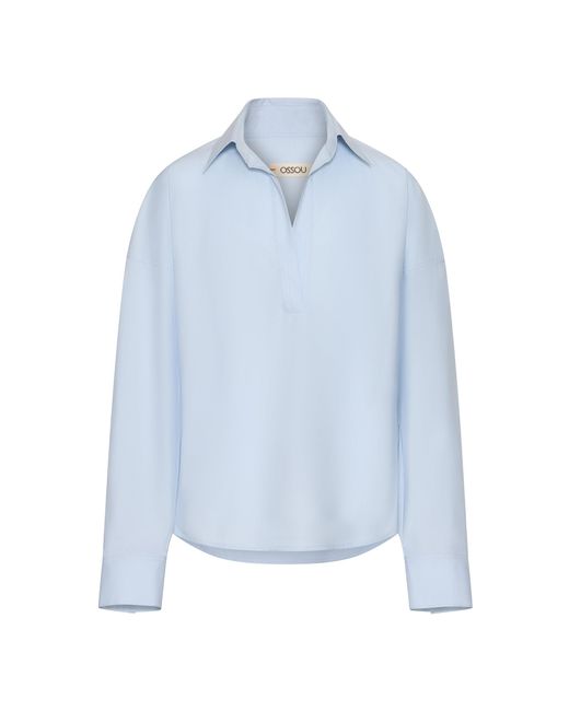 OSSOU Blue Maren Collared Cotton Top