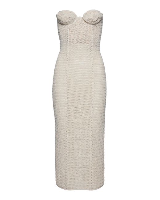 Magda Butrym White Crocheted Cotton-blend Midi Dress