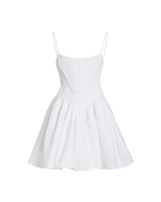 Alexander Wang White Corseted Fit & Flare Cotton Mini Dress