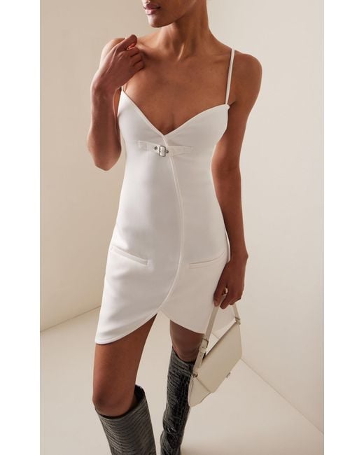 Courreges White Ellipse Buckle-detailed Twill Mini Dress