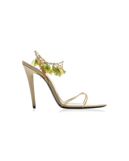 Saint Laurent Metallic Mon Chéri Leather Charm Sandals