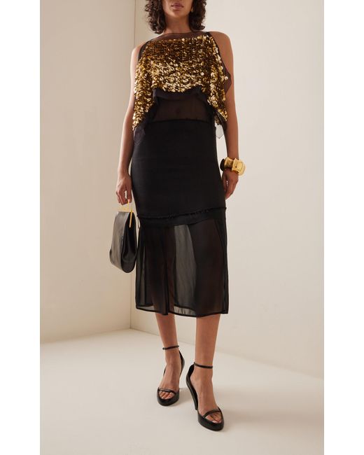 Proenza Schouler Black Sequin-embroidered Silk Midi Dress
