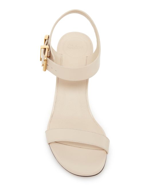 Chloé White Rebecca Leather Wedge Sandals