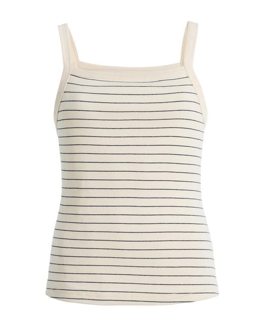 Leset Natural Nando Square-Neck Striped Cotton Tank Top