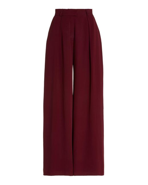 Martin Grant Red High-waisted Pleated Silk Pants