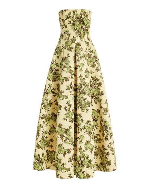 Emilia Wickstead Yellow Ragna Rose-print Taffeta-faille Dress