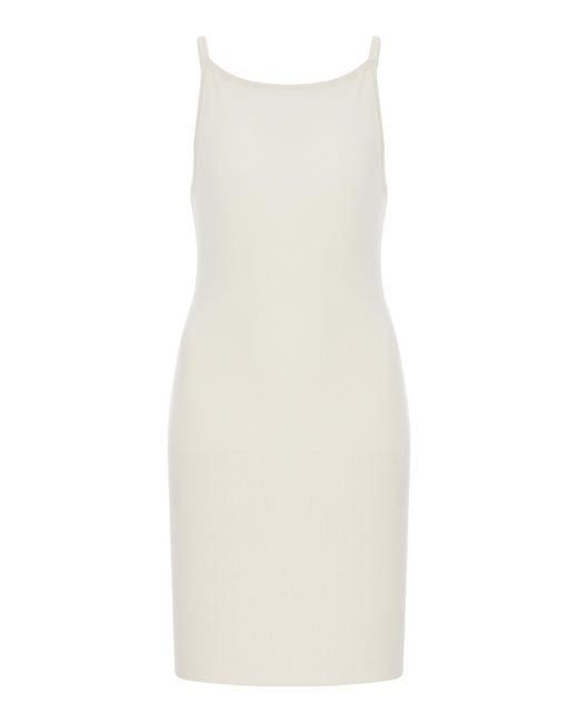 ÉTERNE White Iris Ribbed Jersey Mini Dress