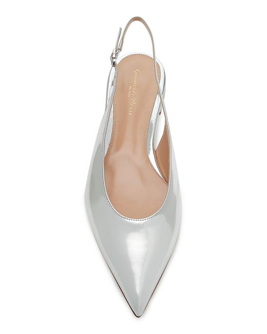 Gianvito Rossi White Robbie Metallic Leather Slingback Flats