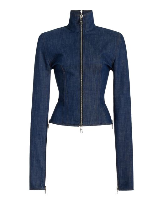 LAQUAN SMITH Blue Fitted Denim Jacket