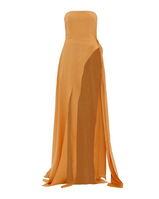 ANDREA IYAMAH Orange Fora Strapless Top