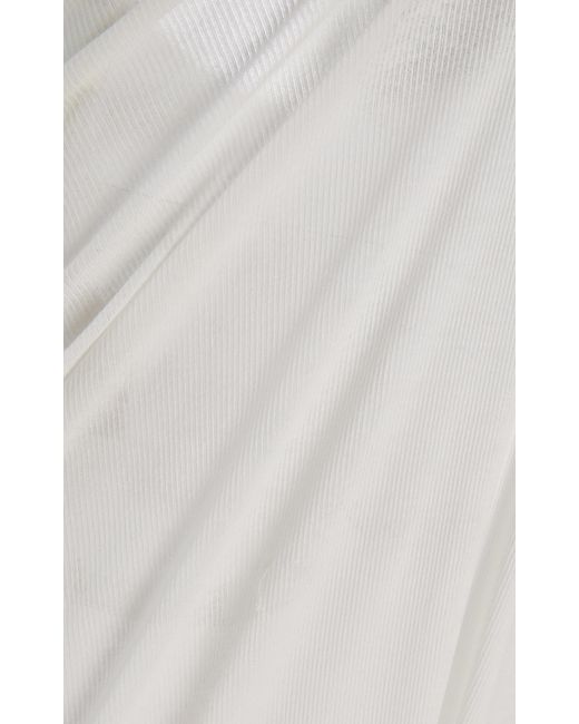 Ludovic de Saint Sernin White Carrie Rib-Knit Cotton Maxi Dress