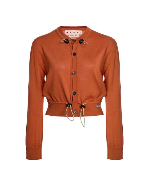 Marni Orange Elastic-Tie Wool Crop Top