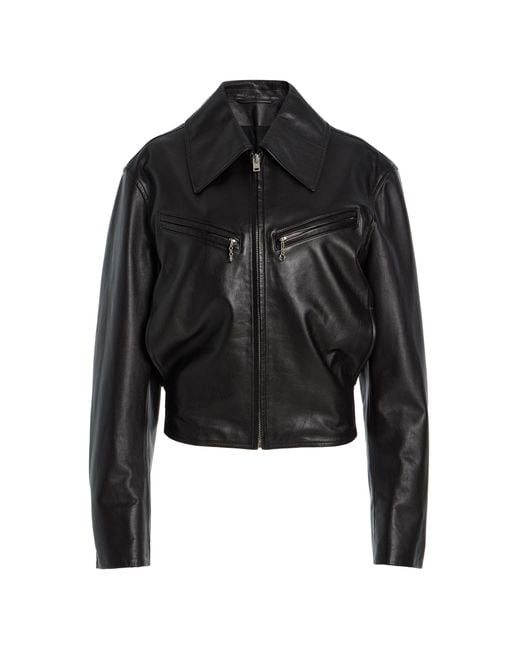 Lemaire Women's Black Boxy Leather Jacket