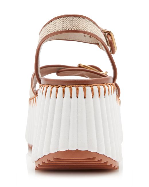 Chloé White Nama Canvas Platform Sandals